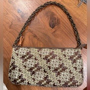 J crew night paty purse green and brown.